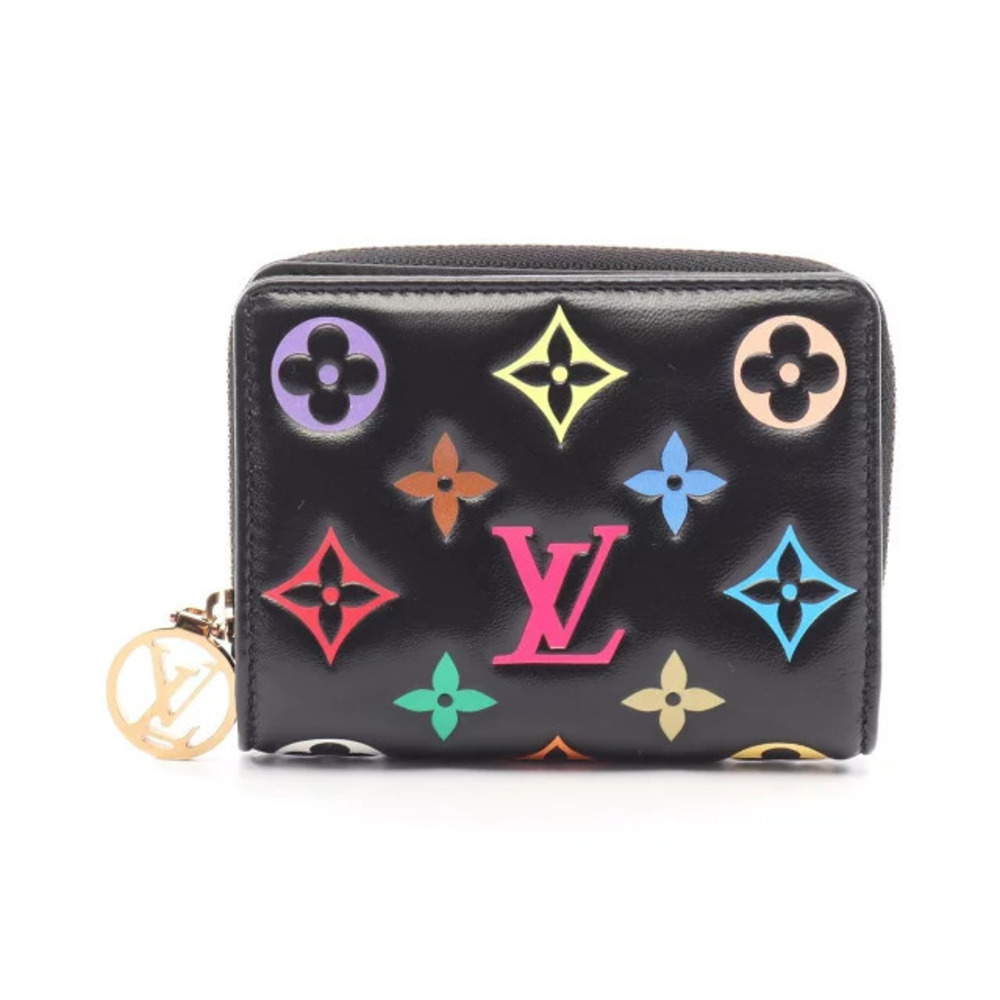 Louis Vuitton LV TM Portefeuille Lou Bi fold Wallet Leather Black Multicolor
